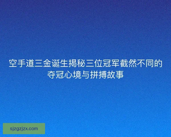 空手道三金诞生揭秘三位冠军截然不同的夺冠心境与拼搏故事